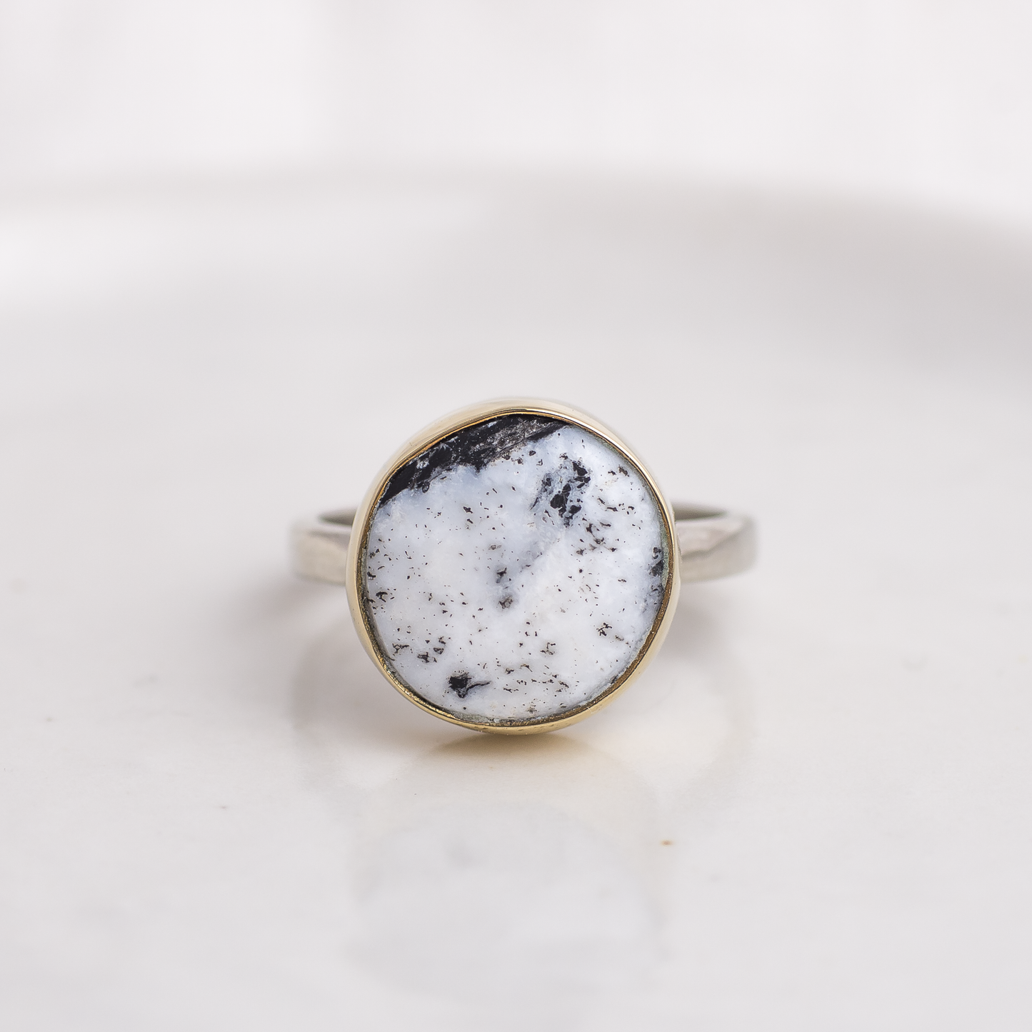 Mixed Metal Mini Luminous Ring ◇ White Buffalo ◇ Size 7