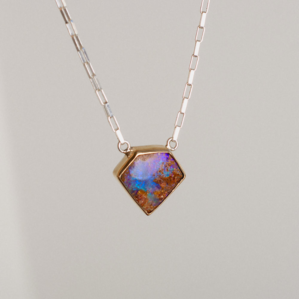 Luminous Necklace ◇ Australian Opal ◇ 14k Bezel