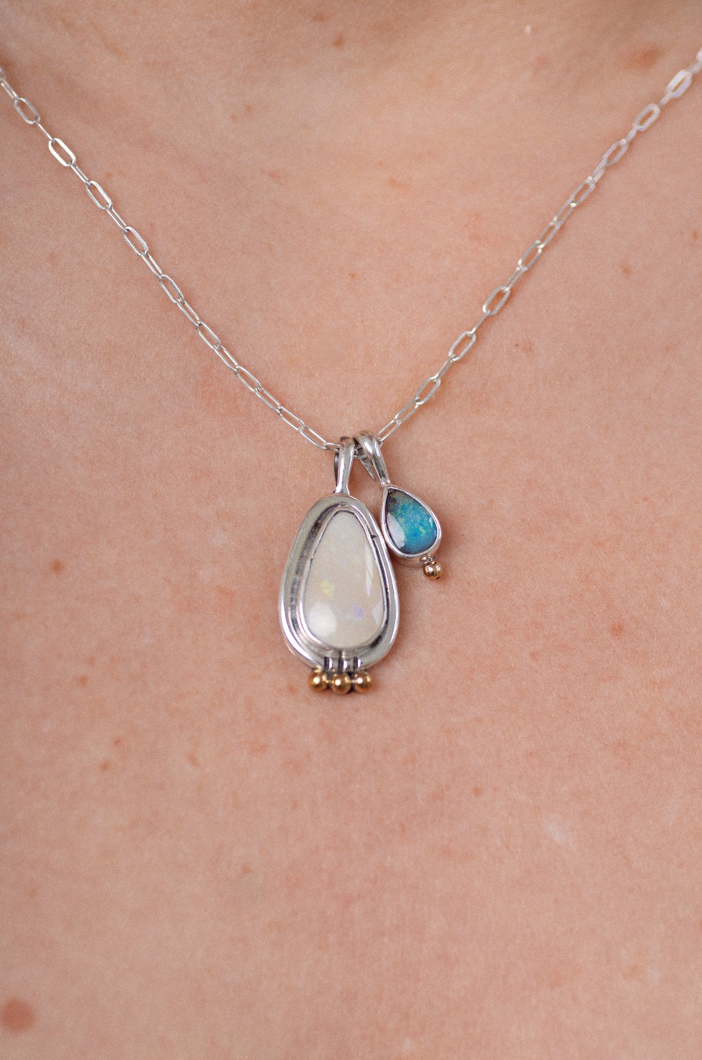 Opal Charm Necklace (C) ◇ Australian Opal ◇ Silver + Brass