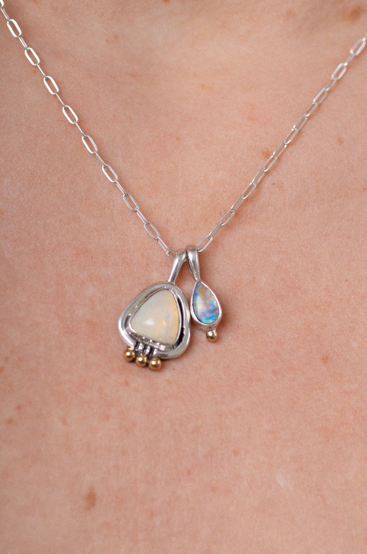 Opal Charm Necklace (B) ◇ Australian Opal ◇ Silver + Brass