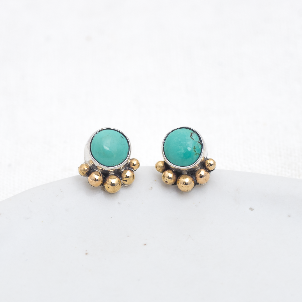 Turquoise Stud Earrings (D) ◇ Kingman Turquoise
