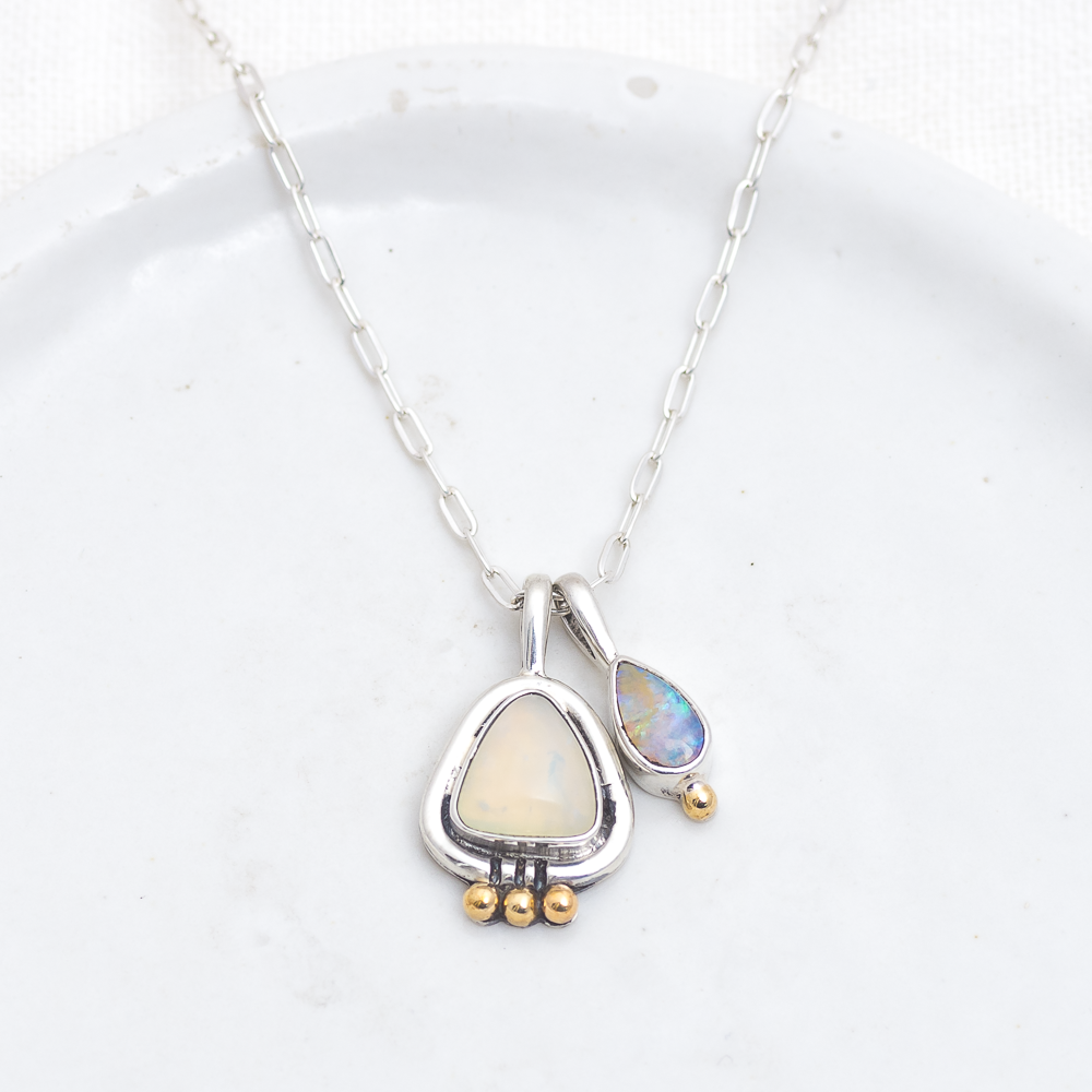 Opal Charm Necklace (B) ◇ Australian Opal ◇ Silver + Brass