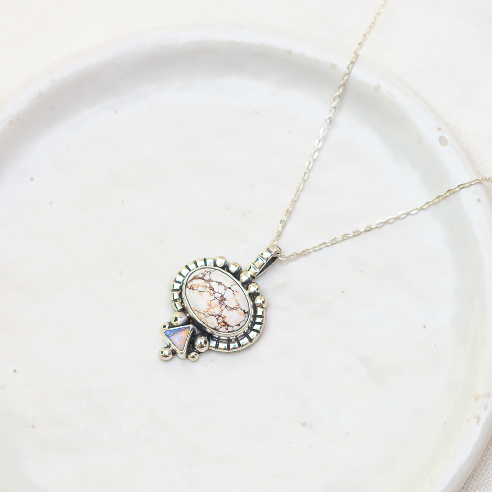 Dawn Necklace ◇ Wild Horse Magnesite + Australian Opal (Seconds)