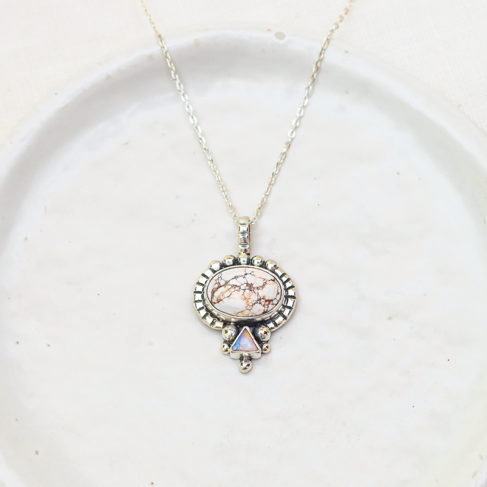 Dawn Necklace ◇ Wild Horse Magnesite + Australian Opal (Seconds)