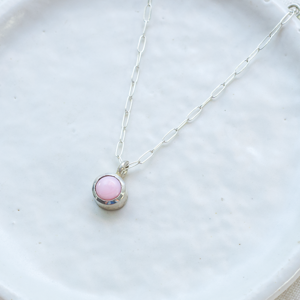 Single Stone Charm ◇ Pink Opal ◇ MADE TO ORDER