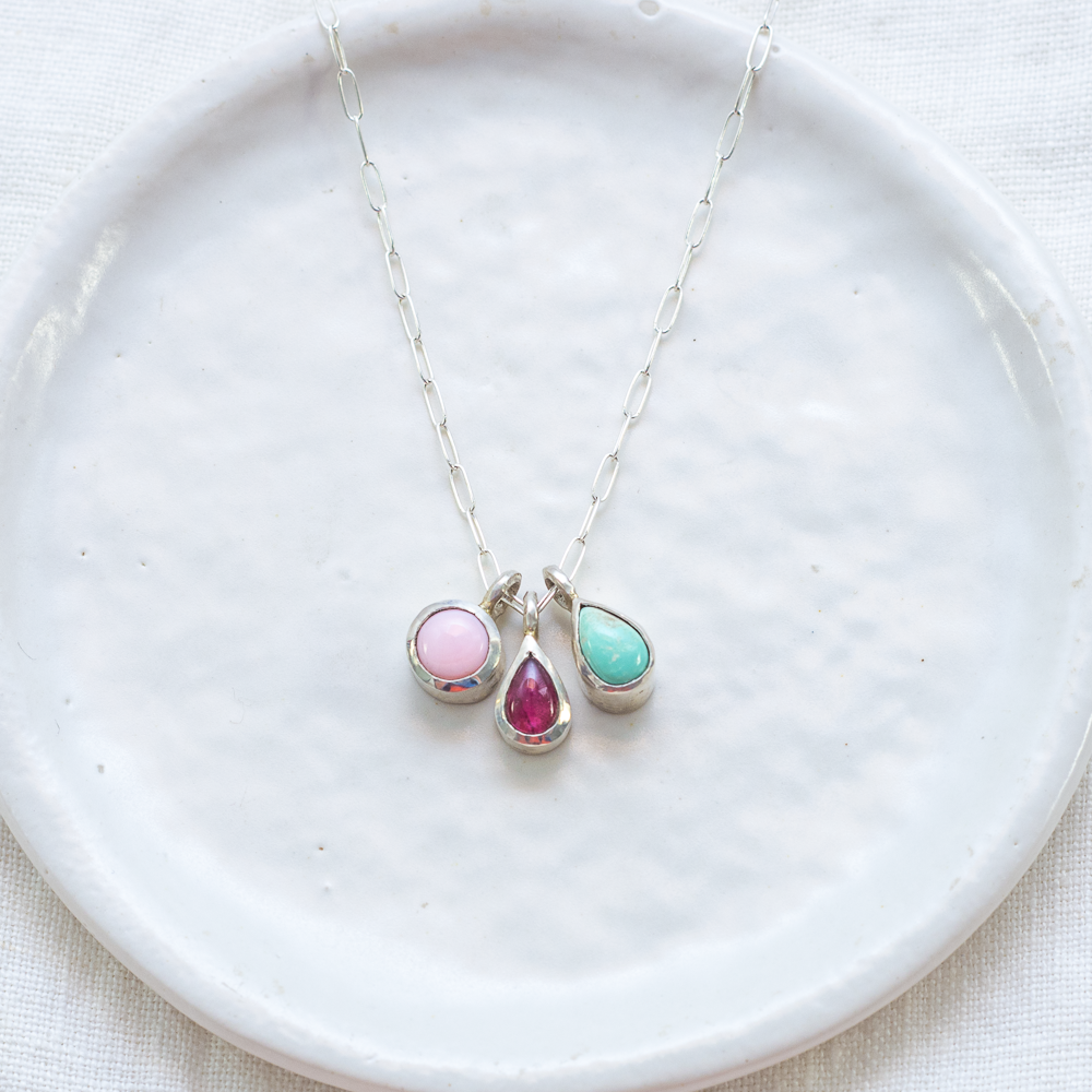 Single Stone Charm ◇ Pink Opal ◇ MADE TO ORDER
