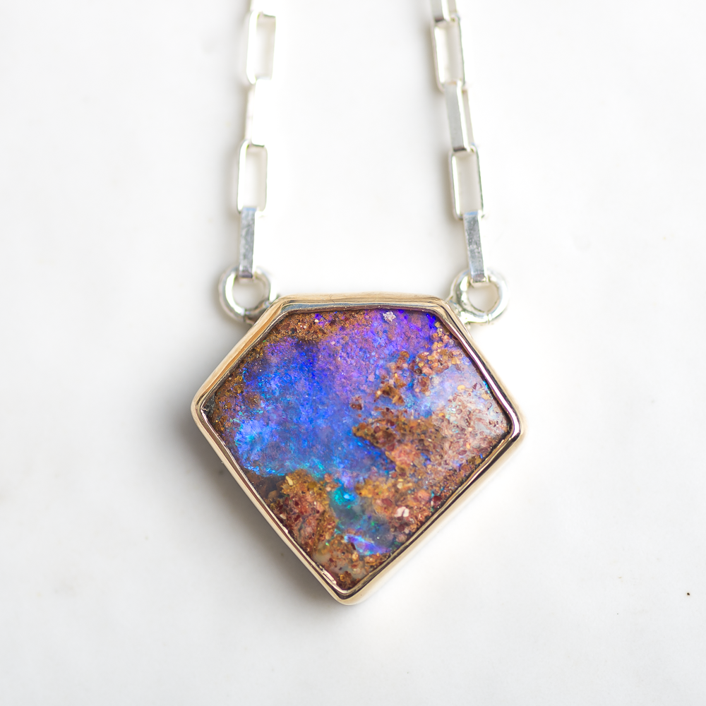 Luminous Necklace ◇ Australian Opal ◇ 14k Bezel