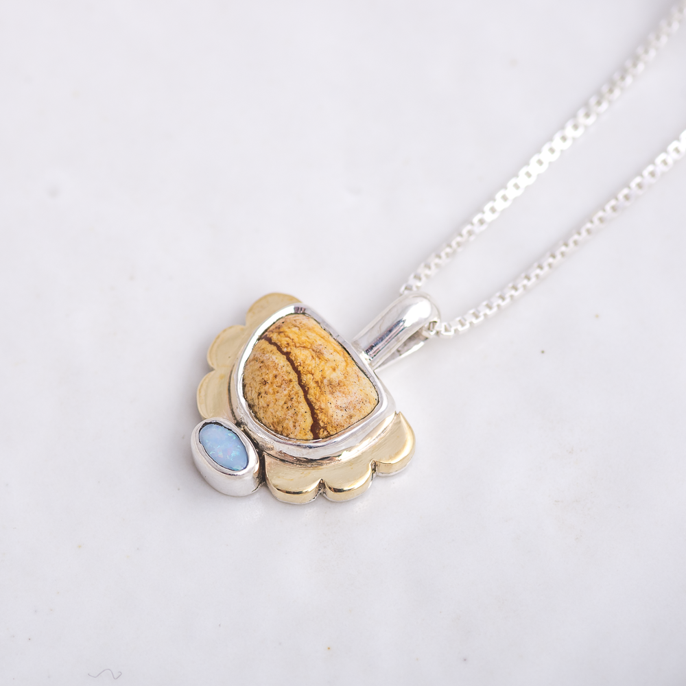 Mini Tidal Necklace ◇ Landscape Jasper + Australian Opal
