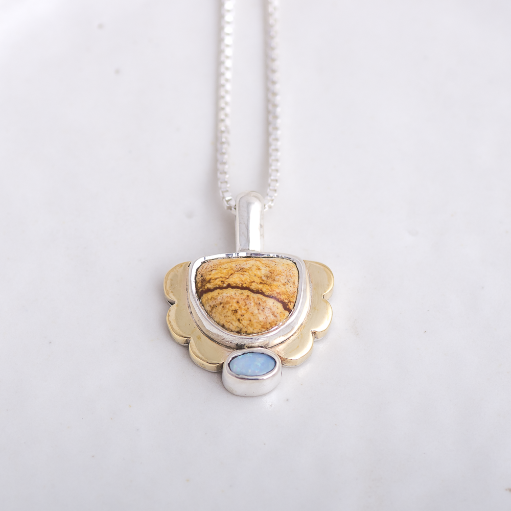 Mini Tidal Necklace ◇ Landscape Jasper + Australian Opal