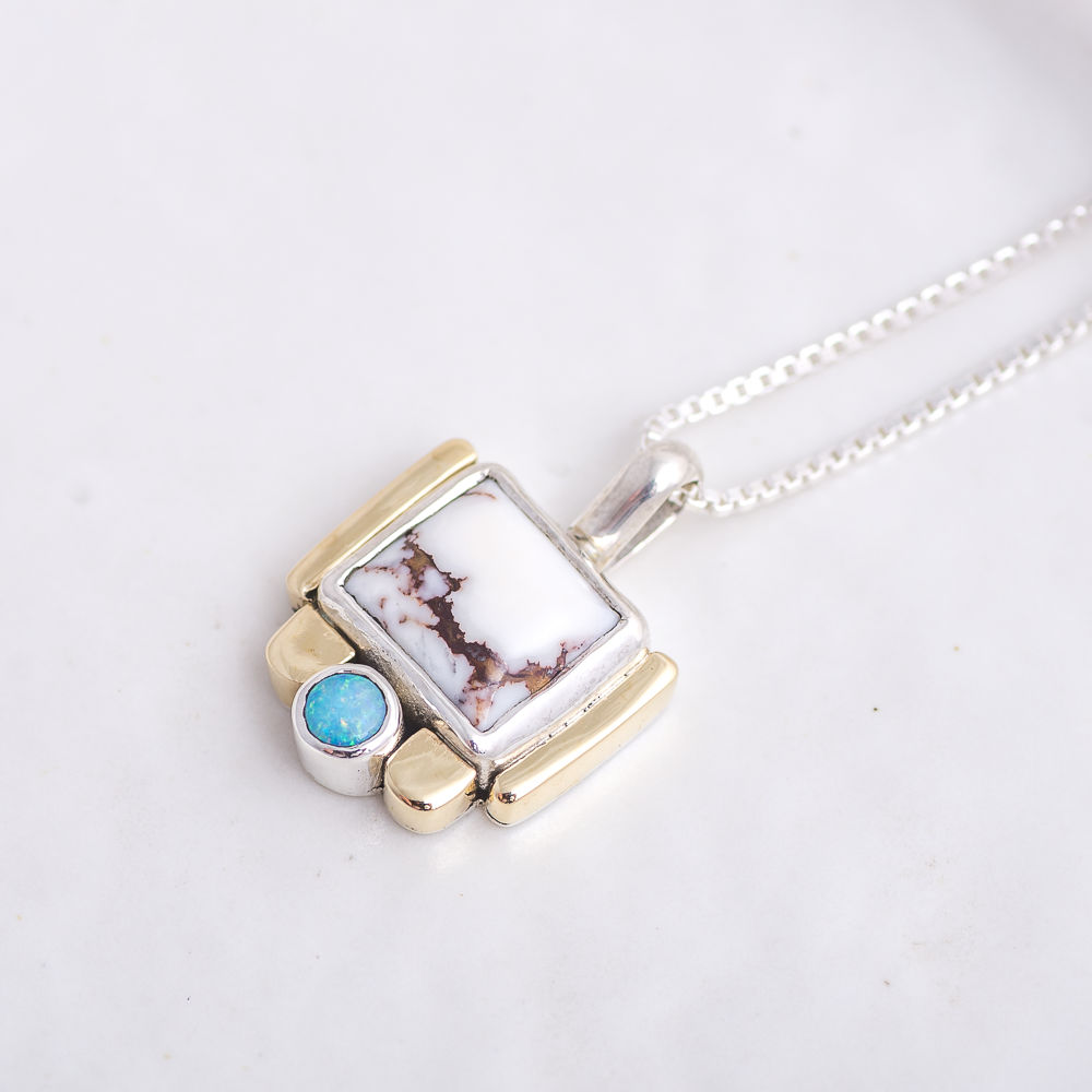 Fortress Necklace ◇ Wild Horse Magnesite + Australian Opal
