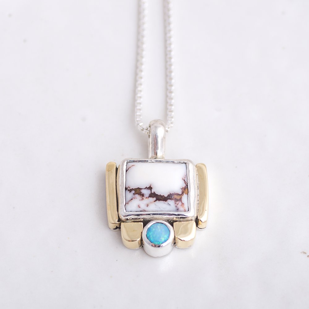Fortress Necklace ◇ Wild Horse Magnesite + Australian Opal