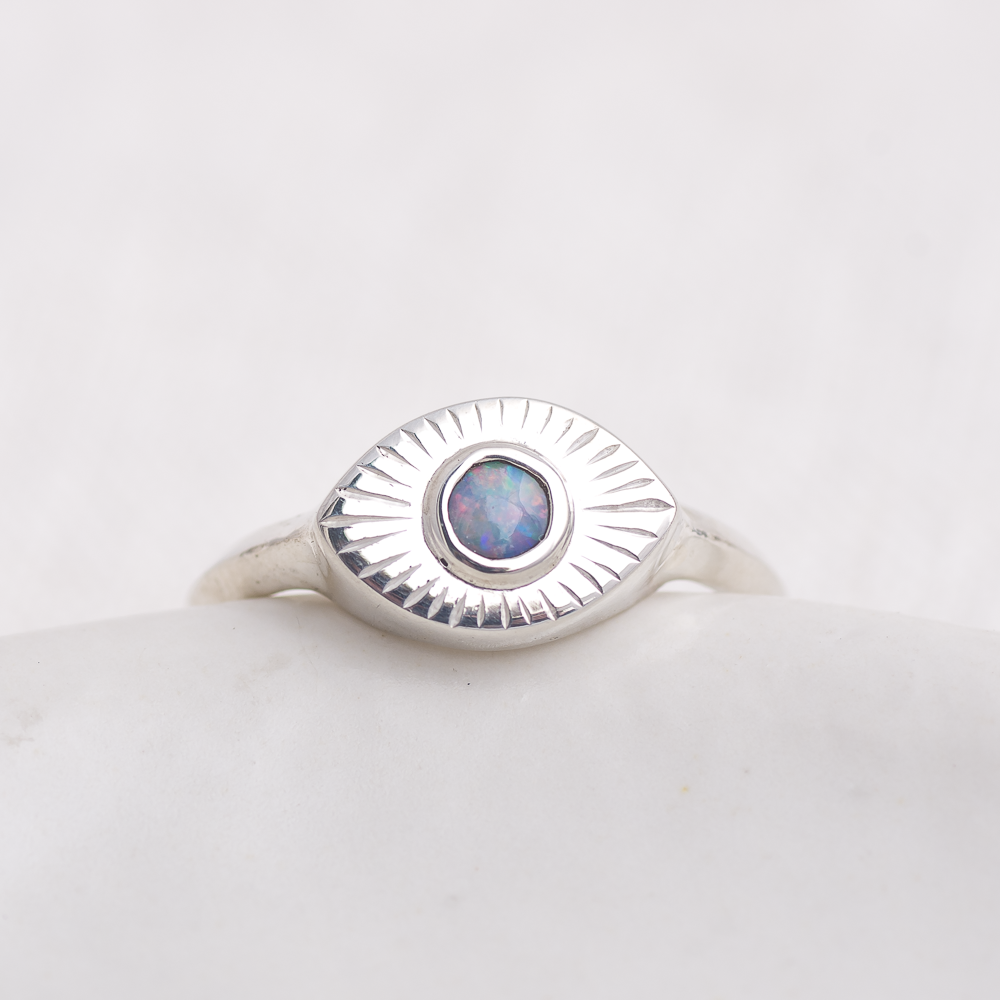 Engraved Opal Mini Vision Ring ◇ Made in your size.