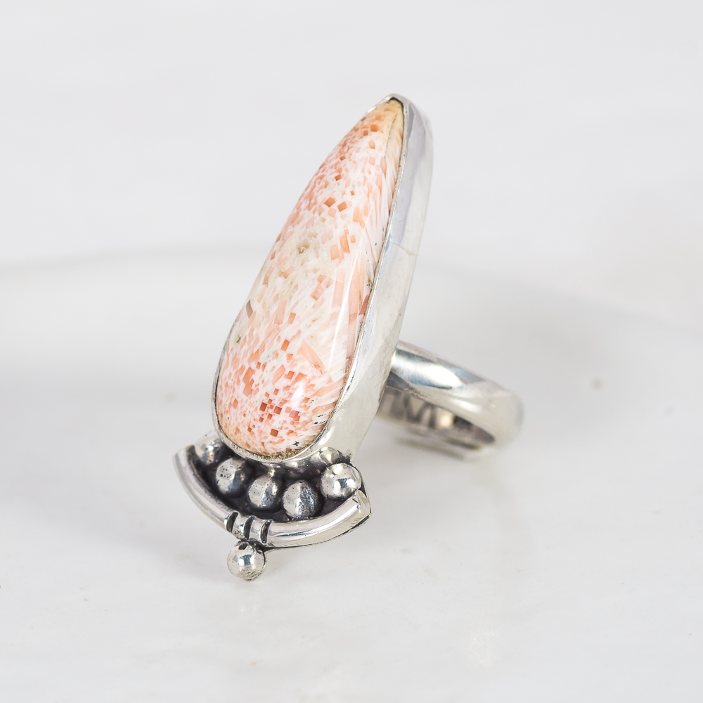 Emergence Ring ◇ Peach Scolecite ◇ Size 7.5