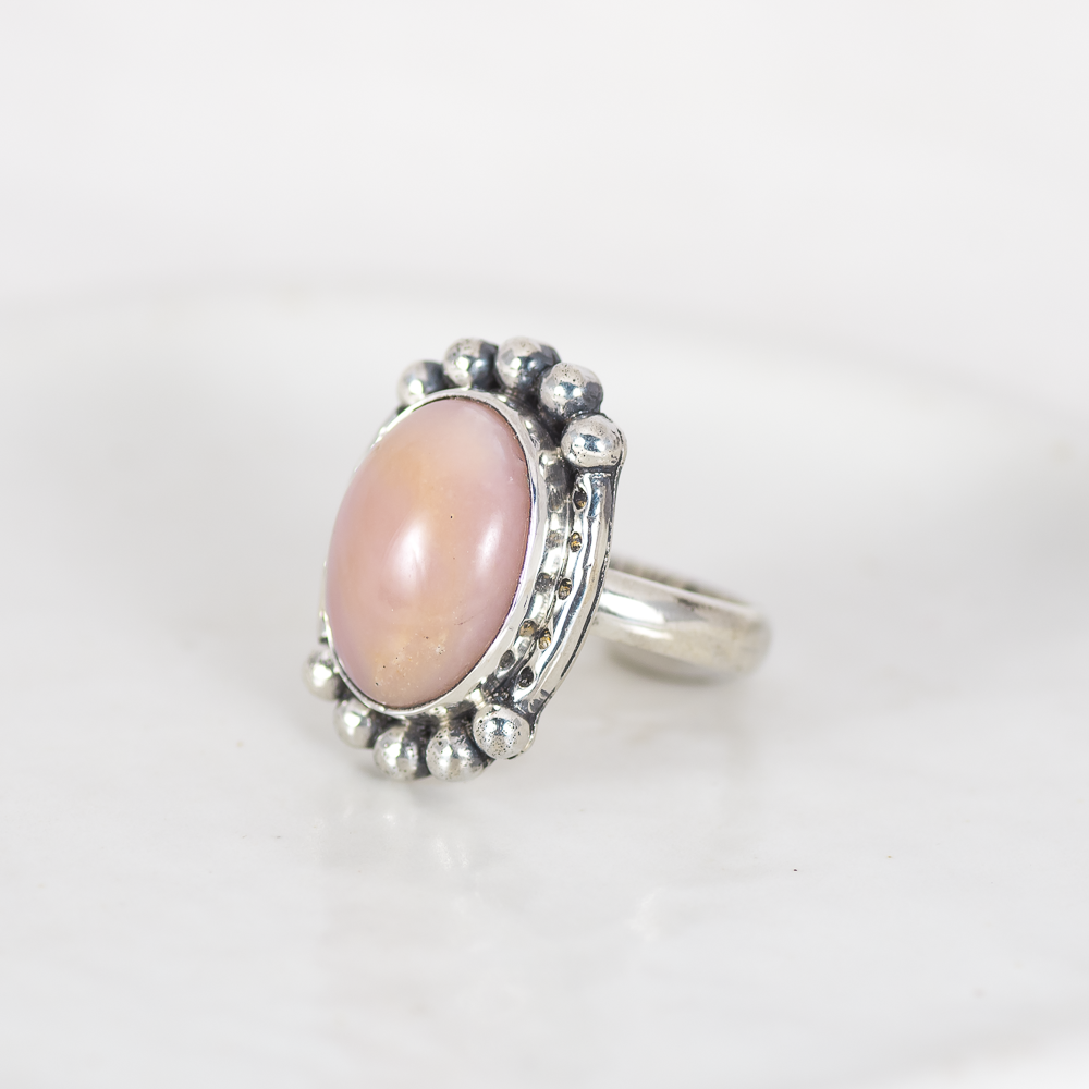 Petite Wanderer Ring (A) ◇ Pink Opal ◇ Size 6