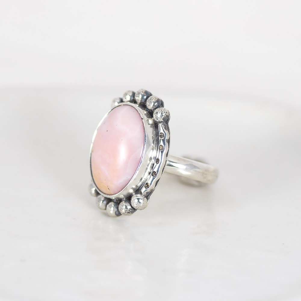Petite Wanderer Ring (B) ◇ Pink Opal ◇ Size 6.5