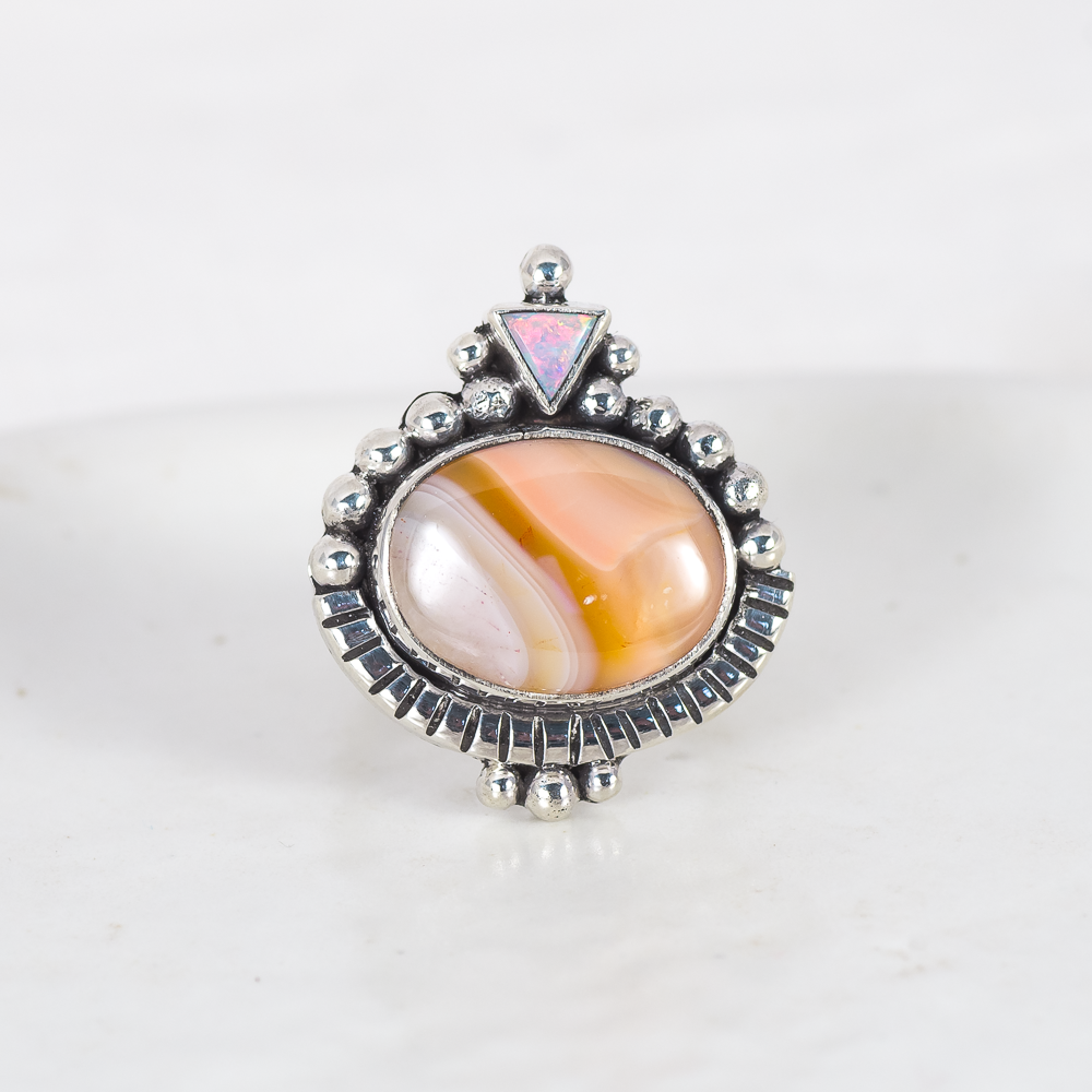 Dawn Ring ◇ Australian Opal + Agua Nueva Agate ◇ Size 6.5