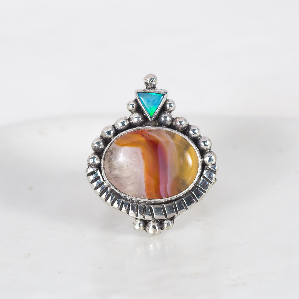 Dawn Ring ◇ Australian Opal + Agua Nueva Agate ◇ Size 6.5