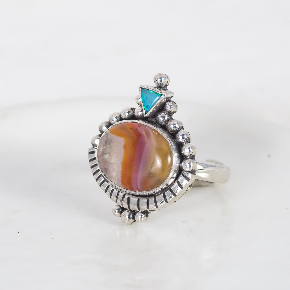 Dawn Ring ◇ Australian Opal + Agua Nueva Agate ◇ Size 6.5