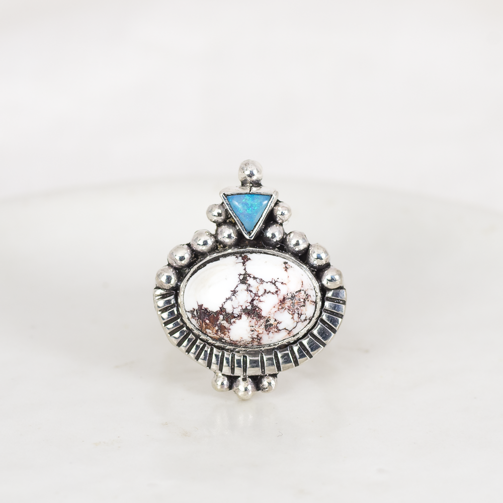 Dawn Ring ◇ Wild Horse Magnesite + Australian Opal (Multi Listing)