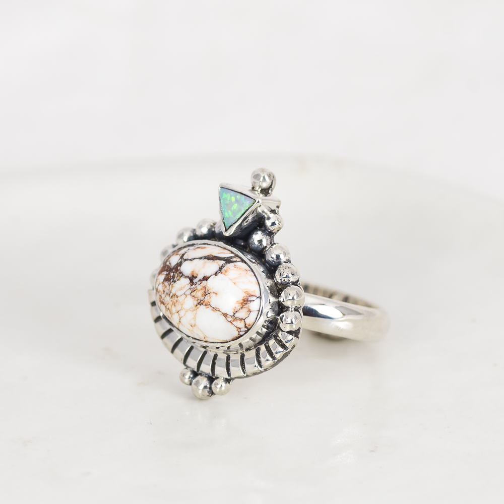 Dawn Ring ◇ Wild Horse Magnesite + Australian Opal ◇ Size 7.5