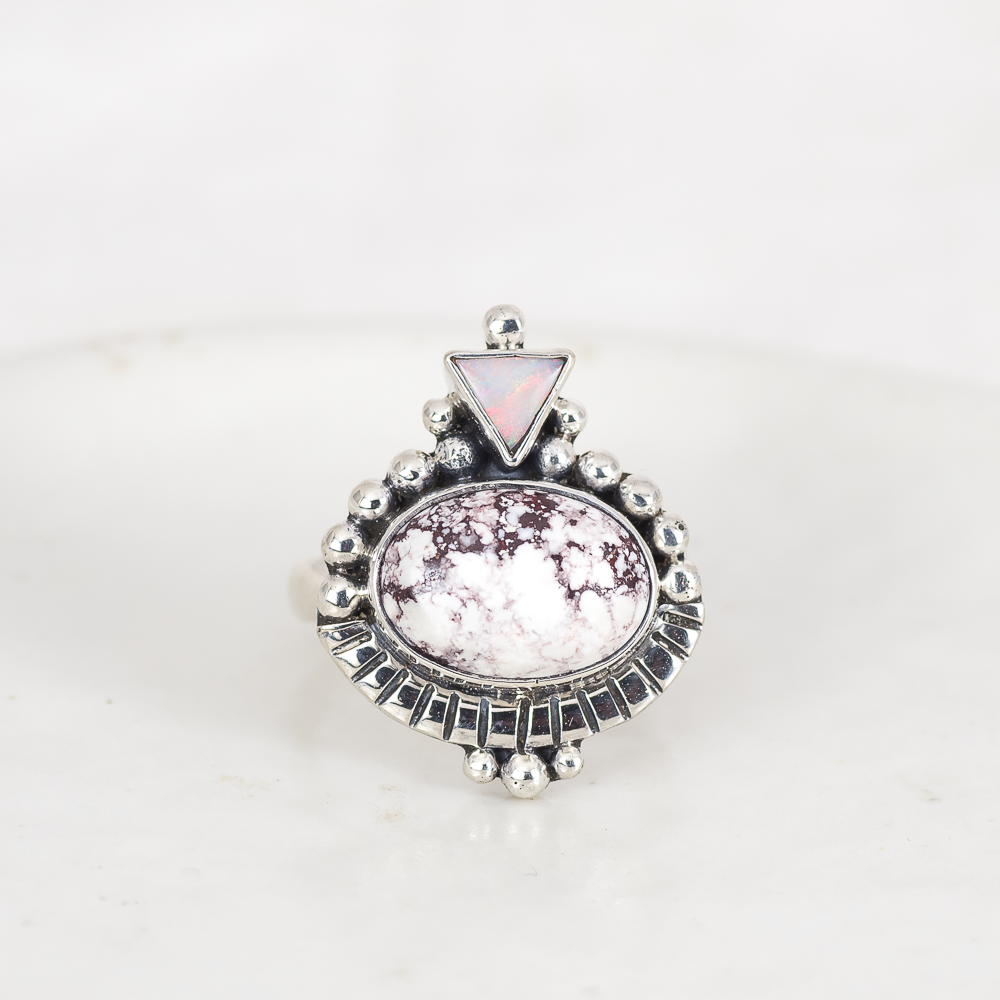 Dawn Ring ◇ Wild Horse Magnesite + Australian Opal (Multi Listing)