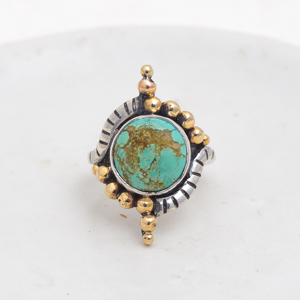 Origin Embrace Ring (A) ◇ Kingman Turquoise ◇ Size 6.5