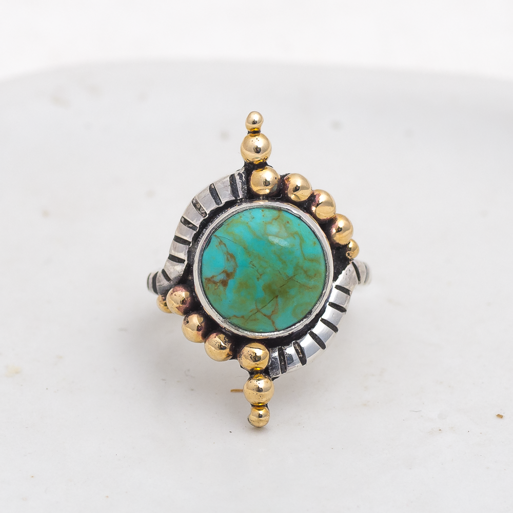 Origin Embrace Ring (B) ◇ Kingman Turquoise ◇ Size 7