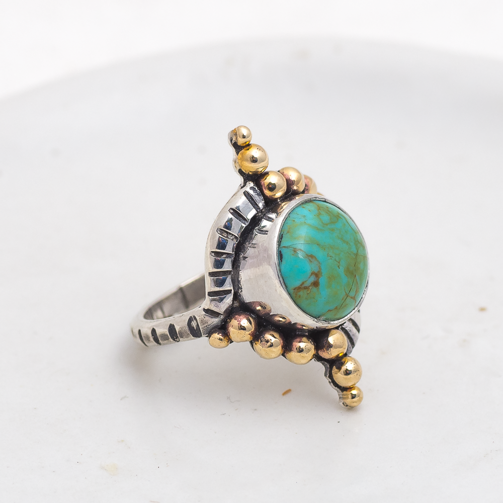Origin Embrace Ring (B) ◇ Kingman Turquoise ◇ Size 7