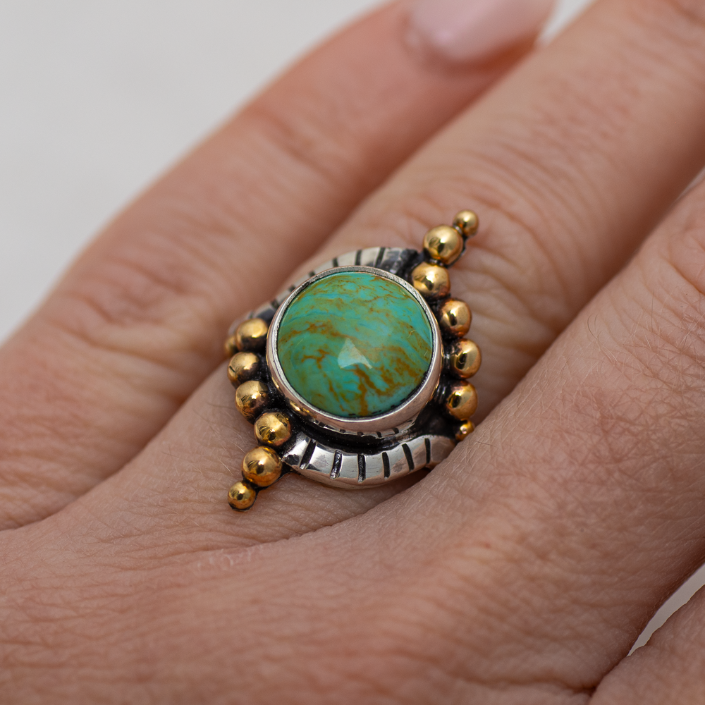 Origin Embrace Ring (D) ◇ Kingman Turquoise ◇ Size 8