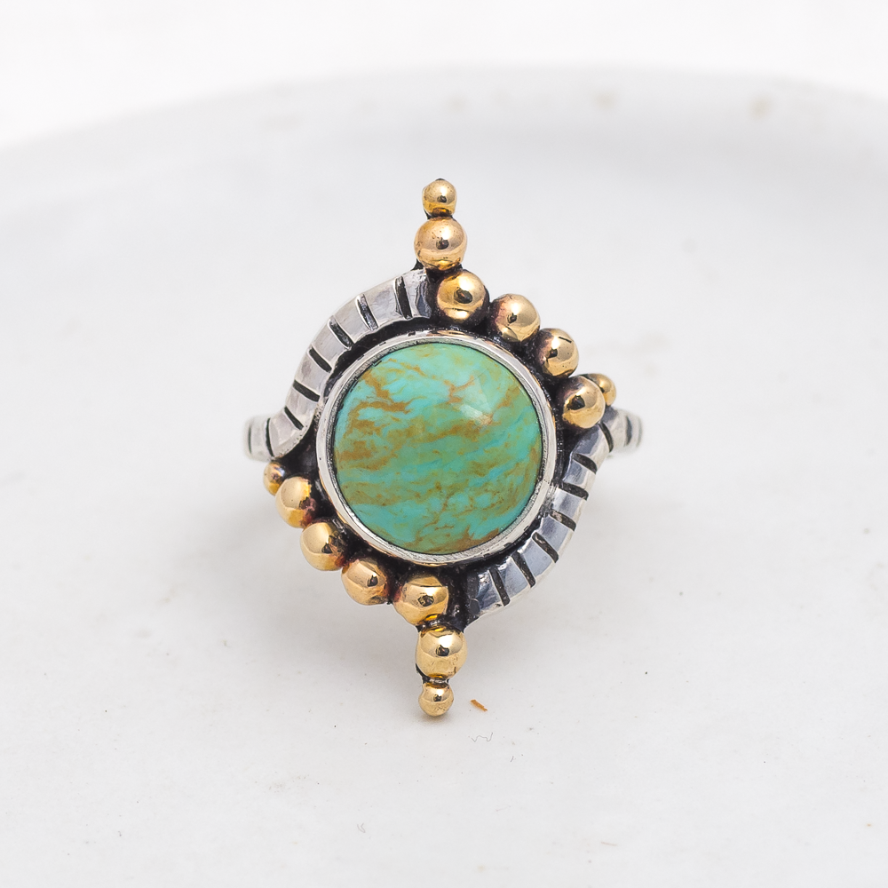 Origin Embrace Ring (D) ◇ Kingman Turquoise ◇ Size 8