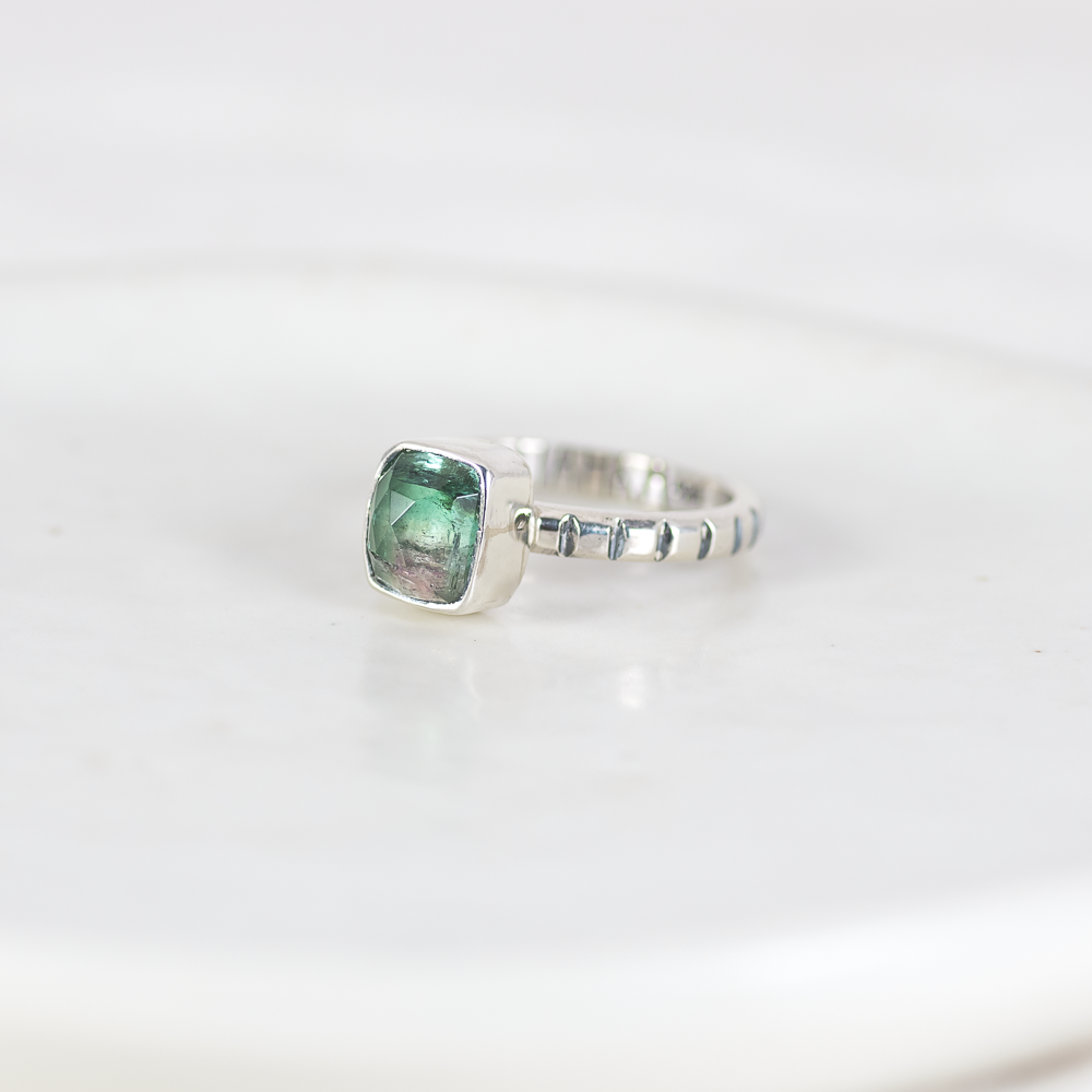 Faceted Tourmaline Stacking Ring ◇ Size 6
