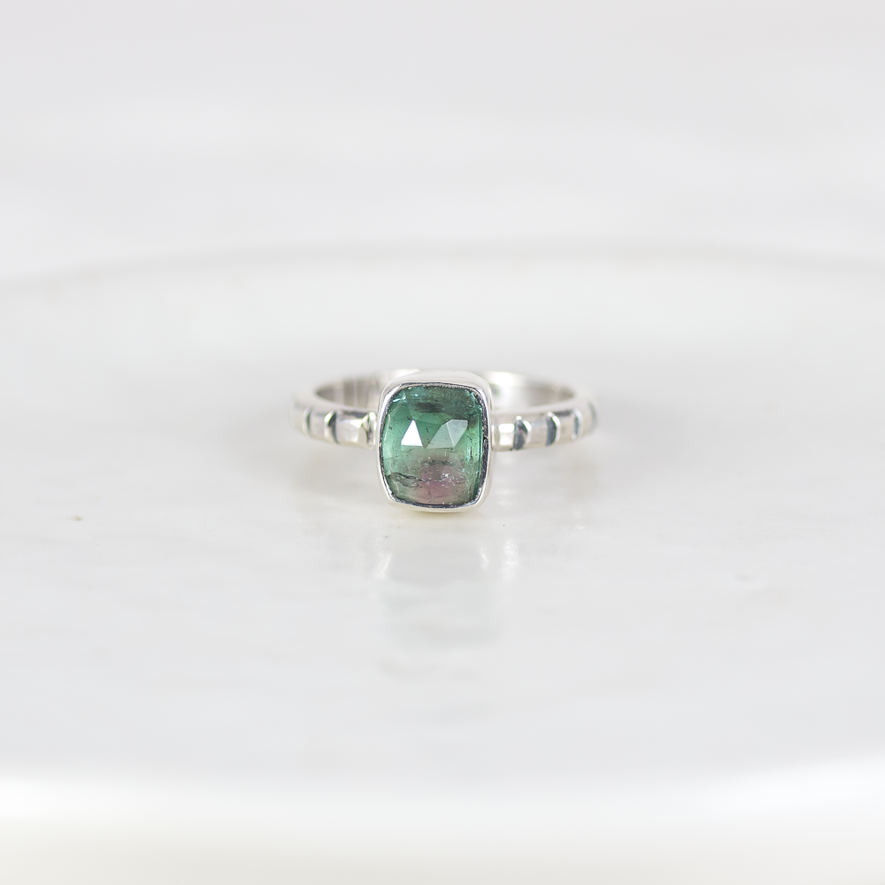 Faceted Tourmaline Stacking Ring ◇ Size 6