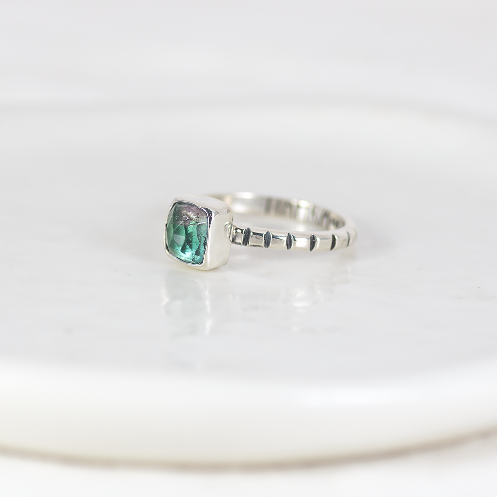Faceted Tourmaline Stacking Ring ◇ Size 7.5