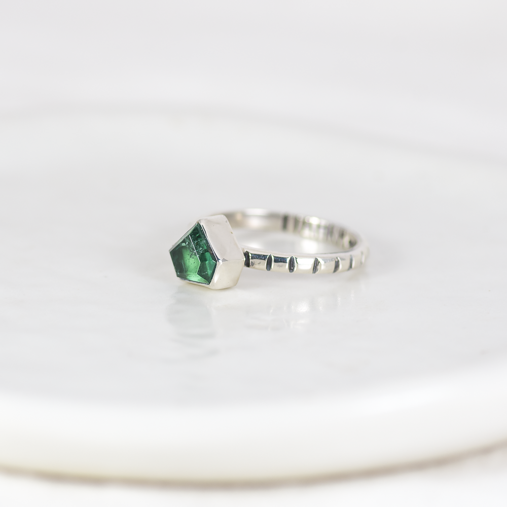 Faceted Tourmaline Stacking Ring ◇ Size 7.5