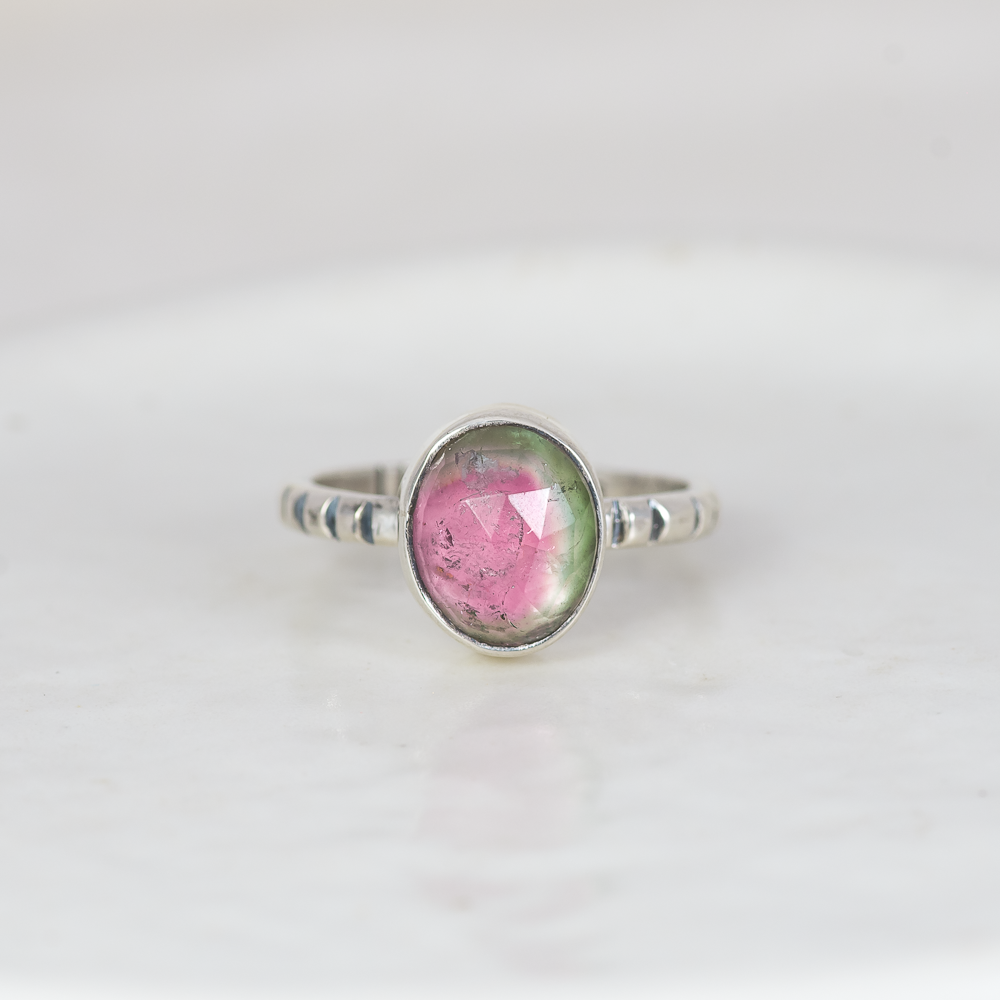 Faceted Tourmaline Stacking Ring ◇ Size 7
