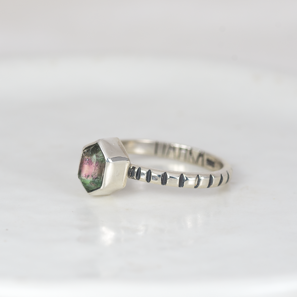 Faceted Tourmaline Stacking Ring ◇ Size 7.5