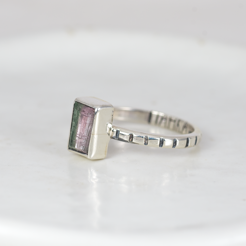 Faceted Tourmaline Stacking Ring ◇ Size 8