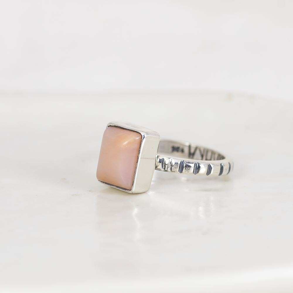 Pink Opal Stacking Ring ◇ Size 6