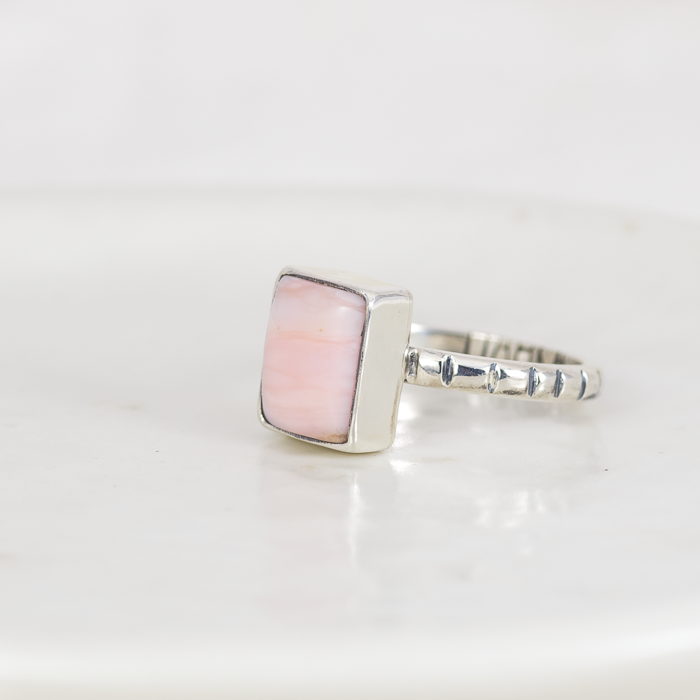 Pink Opal Stacking Ring ◇ Size 6.25