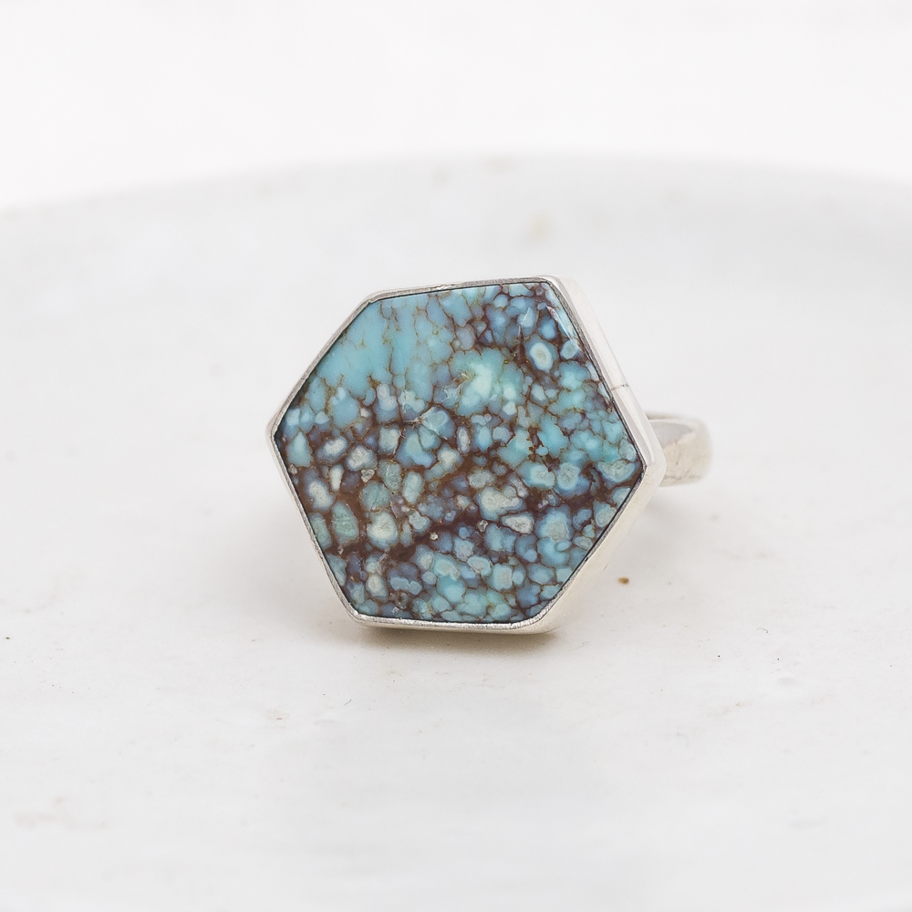 Hexagonal Luminous Ring ◇ Hubei Turquoise ◇ Size 7