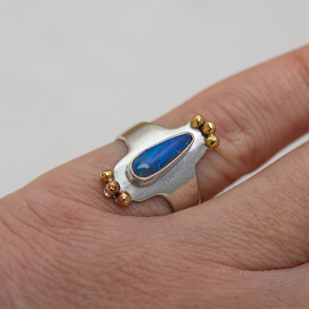 Reina Ring (A) ◇ Australian Opal ◇ Size 6 ◇ Silver + Brass