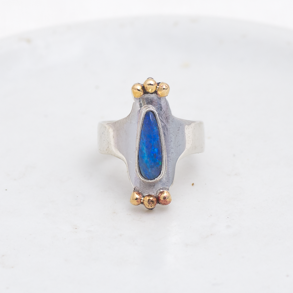 Reina Ring (A) ◇ Australian Opal ◇ Size 6 ◇ Silver + Brass