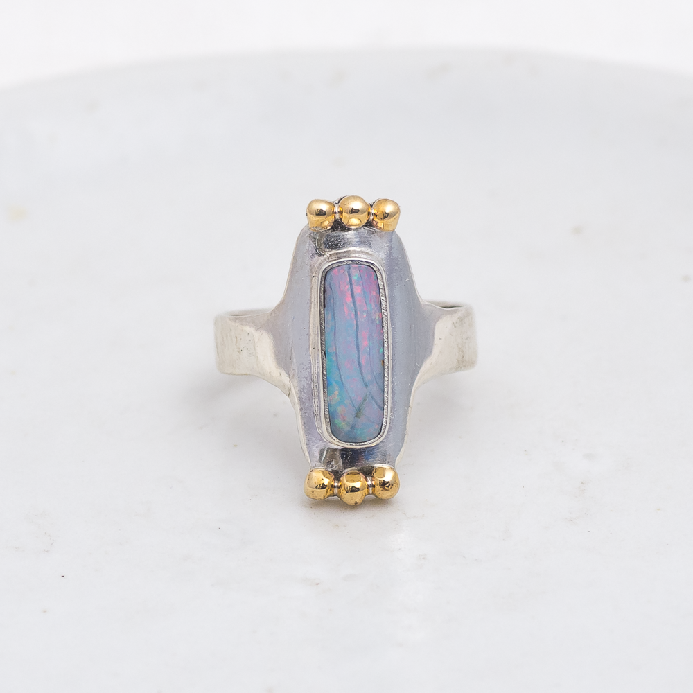 Reina Ring (B) ◇ Australian Opal ◇ Size 6.5 ◇ Silver + Brass