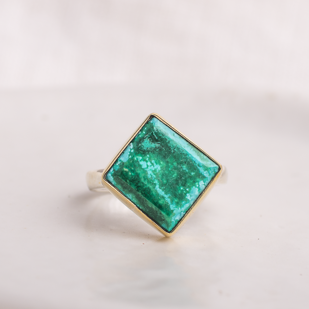 Diamond Luminous Ring ◇ Nevada Turquoise ◇ Size 6