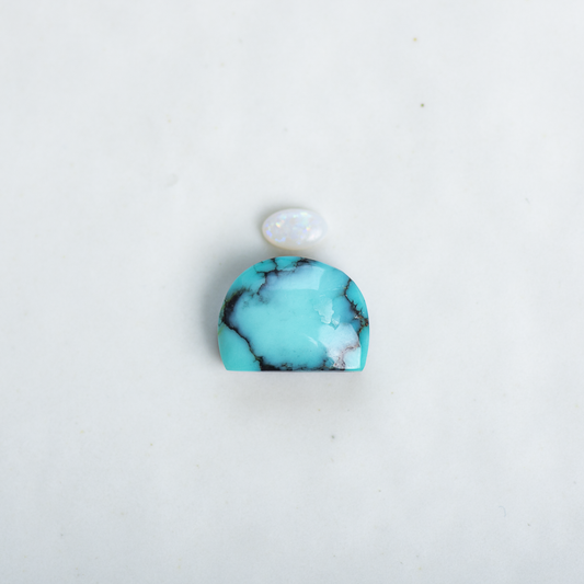 Custom Mini Tidal Ring (A) ◇ Hubei Turquoise + Australian Opal ◇ Made in your size.