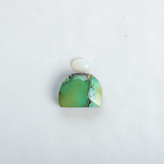 Custom Mini Tidal Ring (E) ◇ Hubei Turquoise + Australian Opal ◇ Made in your size.