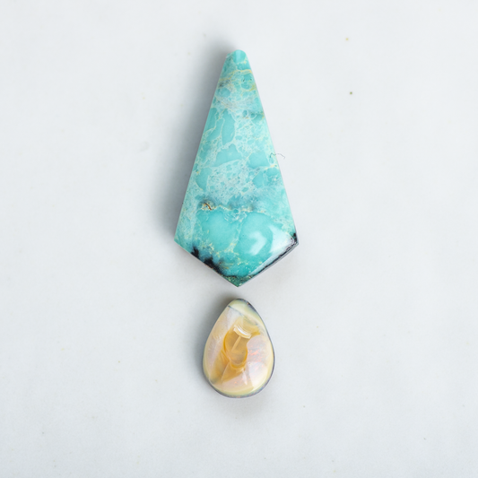 Custom Inner Vision Ring (B) ◇ Hubei Turquoise + Australian Opal ◇ Made in your size.