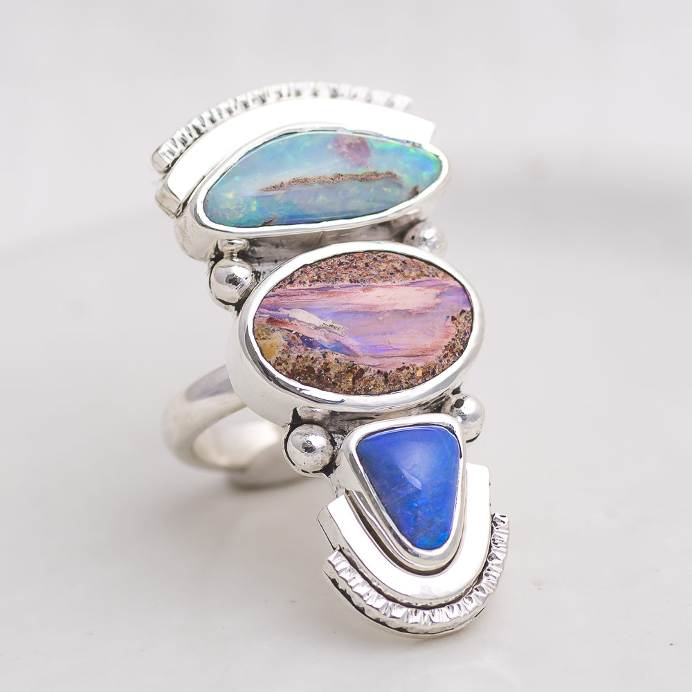 Ripple Ring ◇ Australian Opal ◇ Size 7