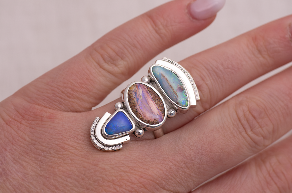 Ripple Ring ◇ Australian Opal ◇ Size 7