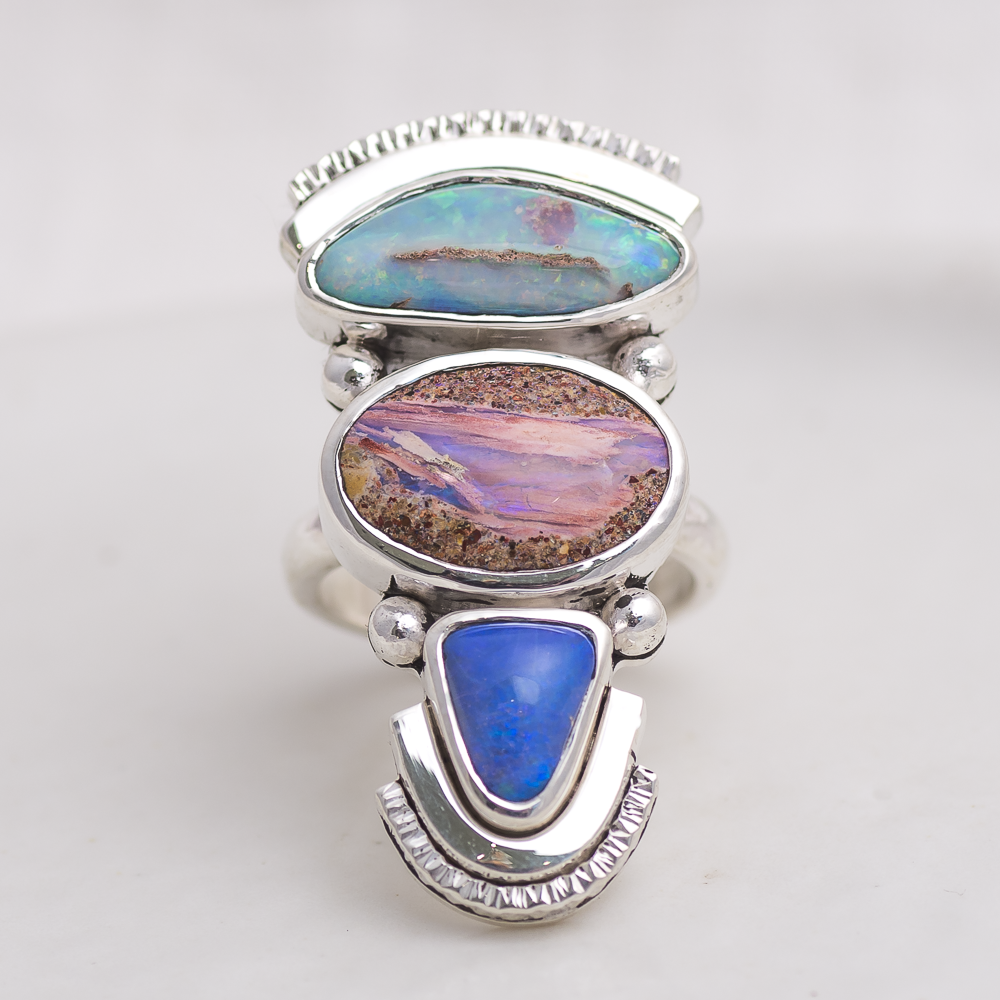 Ripple Ring ◇ Australian Opal ◇ Size 7